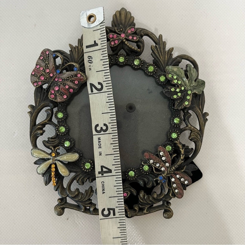 Beautiful Jeweled Dragonflies Butterfly Circle Picture Frame - Picture 4 of 4